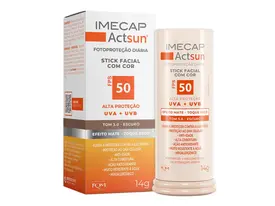 Protetor Solar Facial em Bastão Imecap Actsun Stick FPS 50 Cor 3.0 Escuro 15g
