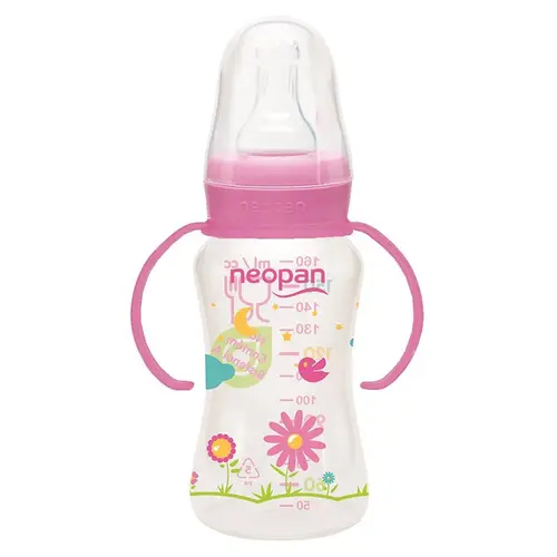 Mamadeira Neopan com Alça Rosa 140ml