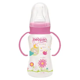 Mamadeira Neopan com Alça Rosa 140ml
