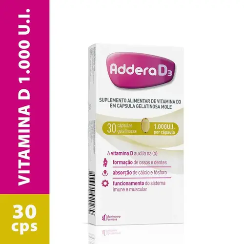 Vitamina D - Addera D3 1.000UI - 30 Cápsulas Moles