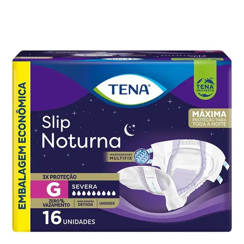 Fralda Geriatrica Tena Slip Noturna G Unissex 16 Unidades