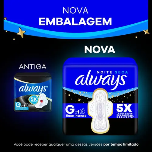 Absorvente Always Noites Tranquilas Seca G com Abas Leve 16 Pague 14
