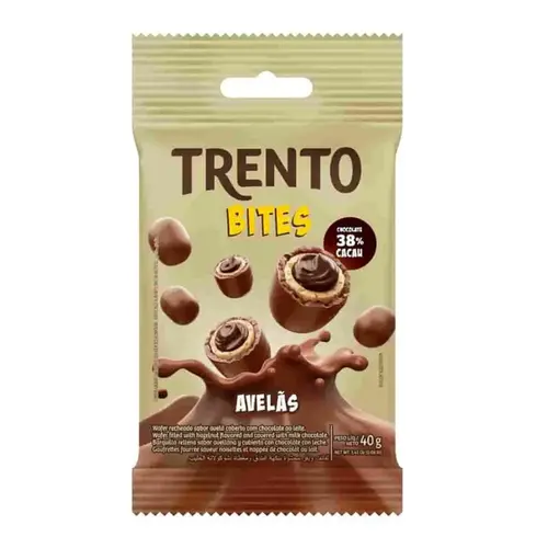 Chocolate Wafer Trento Bites Avelã 38% Cacau 40g