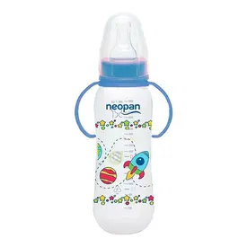 Mamadeira Neopan Boca Larga com Alça Bico Convencional Azul 250ml