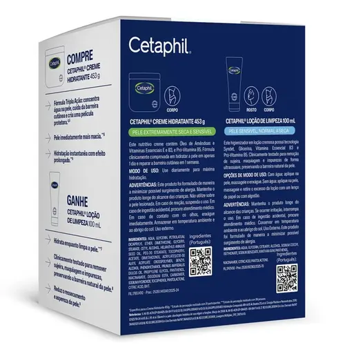 Kit Cetaphil Creme Hidratante 453g + Loção de Limpeza 100ml