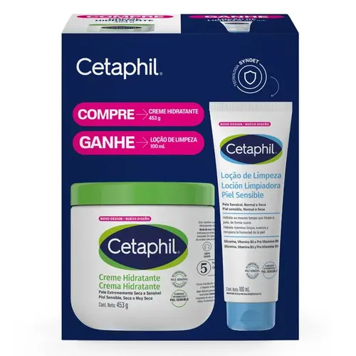 Kit Cetaphil Creme Hidratante 453g + Loção de Limpeza 100ml