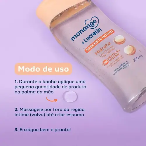 Sabonete Líquido Íntimo Monange & Lucretin Hidrata 200ml