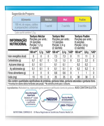 Espessante Alimentar Thicken Up Clear 24 Sachês - Nestlé