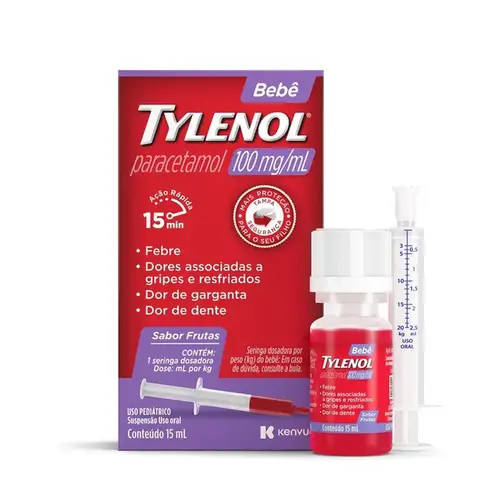 Tylenol Bebê 100mg/ml Sabor Frutas Suspensão 15ml