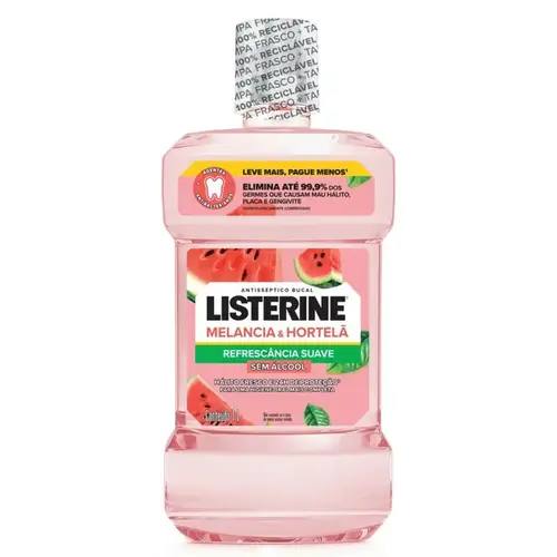 Enxaguante Bucal Listerine Melancia Hortelã Suave Sem Álcool 1L
