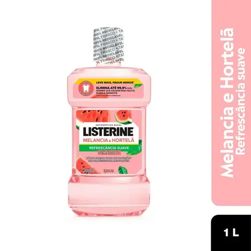 Enxaguante Bucal Listerine Melancia Hortelã Suave Sem Álcool 1L
