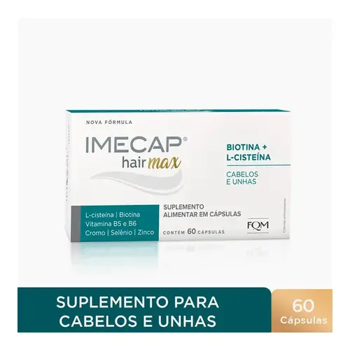 Suplemento Alimentar Imecap Hair Max Cabelos e Unhas FQM 60 Cápsulas