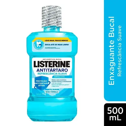 Enxaguante Bucal Listerine Tartar Control Menta Suave Zero Álcool 500ml