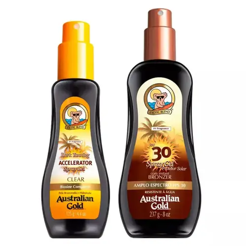 Kit Australian Gold Protetor Solar FPS30 200g + Bronzeador Dark Tanning 125ml