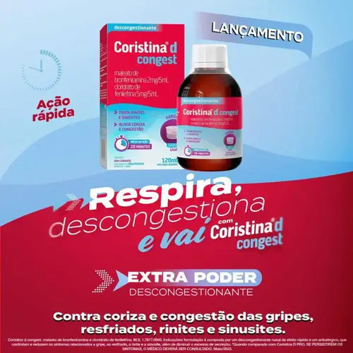 Coristina D Congest Xarope Sabor Uva 120ml