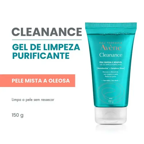 Gel de Limpeza Facial Avène Cleanance Pele Oleosa e Sensível 150ml