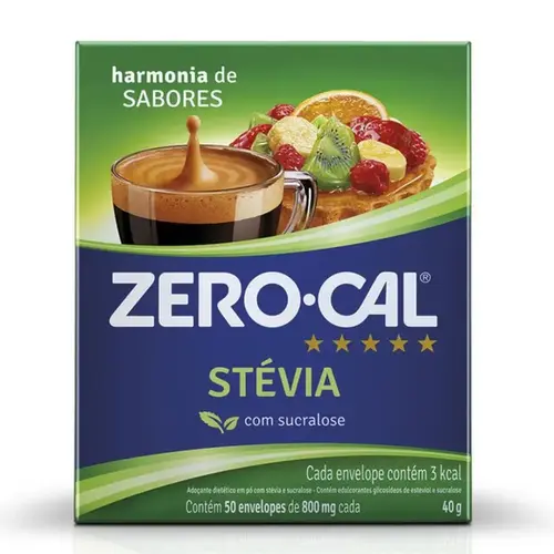 Adoçante em Pó Zero-Cal Stévia 50 Envelopes