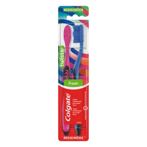 Escova Dental Twister Colgate Fresh Média - 2 Unidades