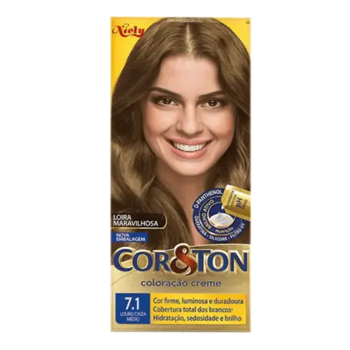 Tintura de Cabelo Cor&Ton 7.1 Louro Cinza Médio 1 Unidade