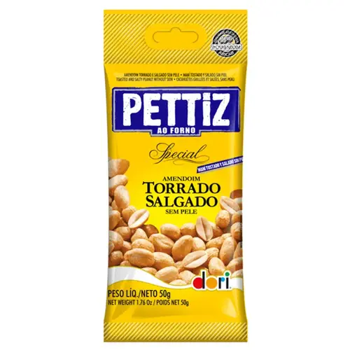Amendoim Torrado Salgado Sem pele Pettiz Special 50g
