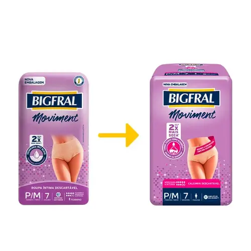 Roupa Íntima Bigfral Moviment Feminina para M 7 Unidades