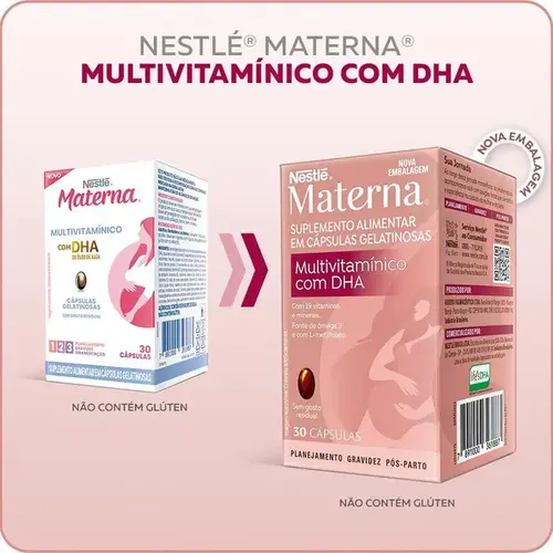 Suplemento Alimentar Adulto Materna Multivitamínico Com DHA 30 Cápsulas