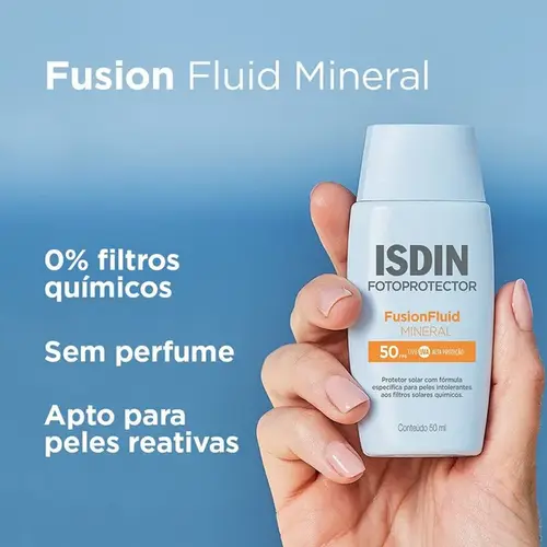 Protetor Solar Facial ISDIN Fotoprotector Fusion Fluid Mineral FPS 50 50ml