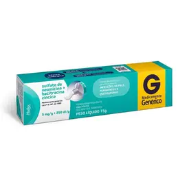 Sulfato de Neomicina 5mg + Bacitracina Zíncica 250UI/g - Pomada 15g - Medley - Genérico