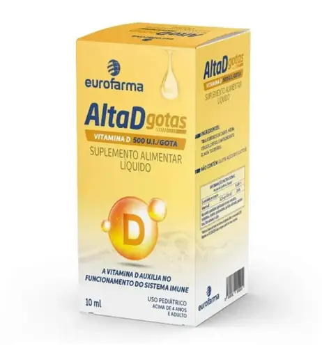 Vitamina D em Gotas Alta D Pediátrica 500UI 10ml - Eurofarma