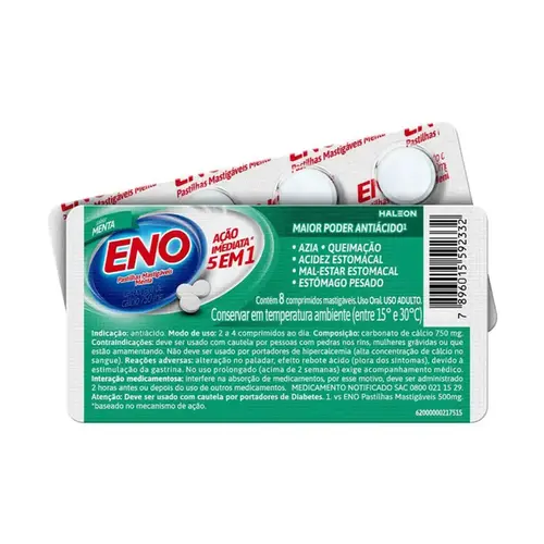 Eno Menta com 8 Pastilhas Mastigaveis