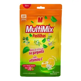 Pastilhas para Garganta Multimix Adulto com Vitamina C Limão-menta 10 Unidades