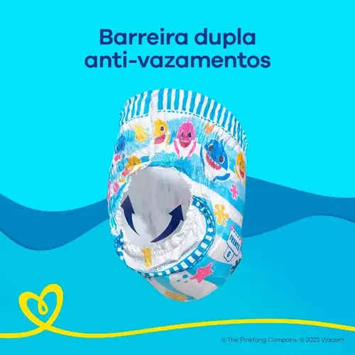 Fralda Pampers Splashers para Nadar Baby Shark P-M 12 Unidades