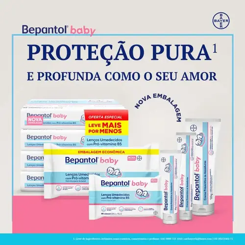 Lenço Umedecido Bepantol Baby Hipoalergênico com Pró Vitamina B5 Sem Fragrância 48 Unidades