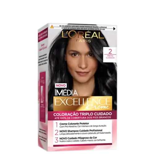 Tintura de Cabelo Imédia Excellence Creme 2 Preto Classico L'Oréal Paris 1 Unidade