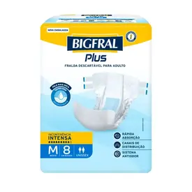 Fralda Geriátrica Bigfral Plus Tamanho M 8 Unidades