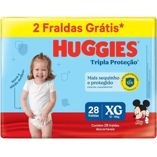 Fralda Huggies Tripla Proteção Meguinha XG 28 Unidades