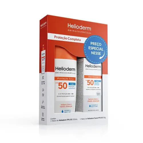 Kit Protetor Solar Helioderm Suncare FPS50 200ml + Protetor Facial FPS50 50g