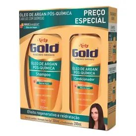 Kit Niely Gold Óleo de Argan Pós-Química Shampoo 300ml + Condicionador 200ml