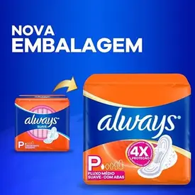Absorvente com Abas Suave Always 48 Unidades Grátis 7 Unidades