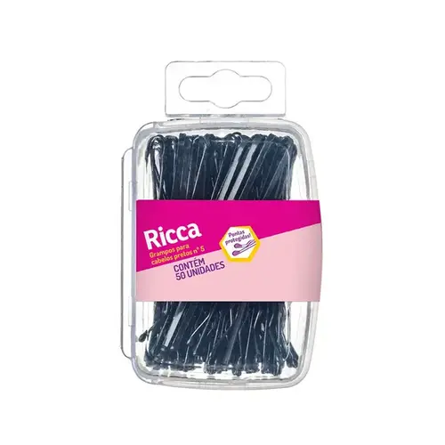 Grampo para Cabelo Preto N°5 Ricca - 50 Unidades