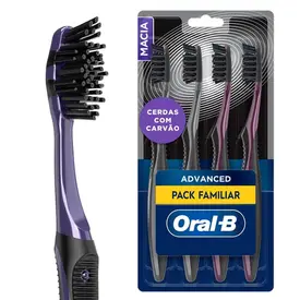 Escova Dental Oral-B Advanced 3D White - 5 Ações com Carvão - 4 Unidades