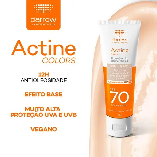 Protetor Solar Facial Darrow Actine FPS70 Tom 1 Claro 40g