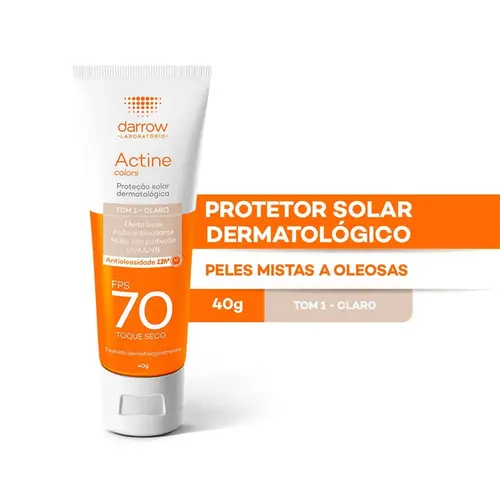 Protetor Solar Facial Darrow Actine FPS70 Tom 1 Claro 40g