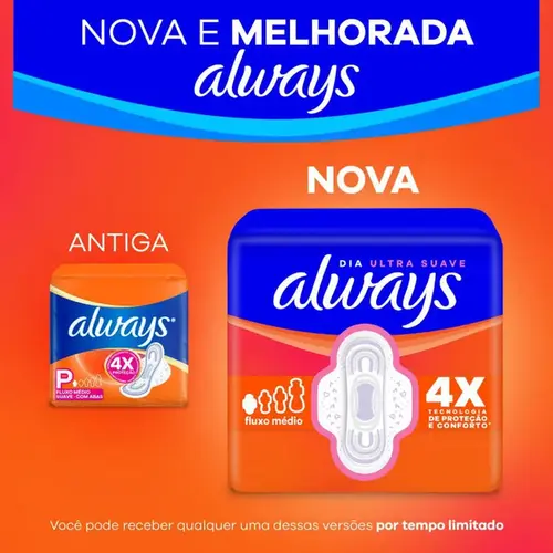 Absorvente Always Dia Ultra Suave com Abas 32 Unidades