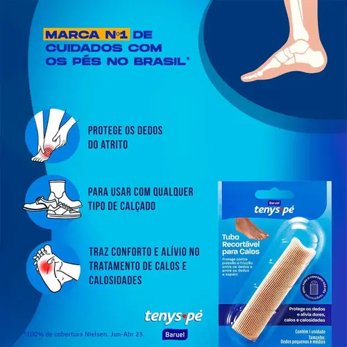 Tubo Protetor Recortável para Calos Baruel Tenys Pé Tamanho G