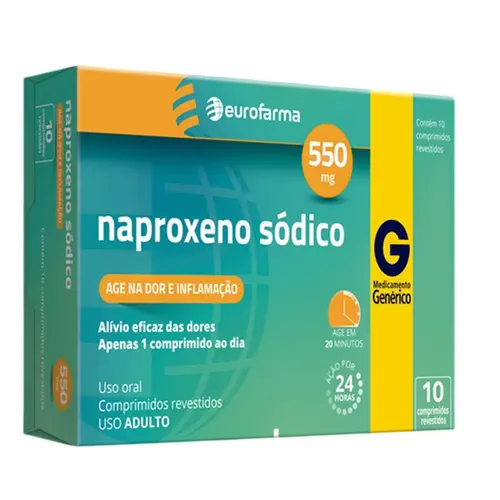 Naproxeno Sodico 550mg 10 Comprimidos - Eurofarma - Genérico