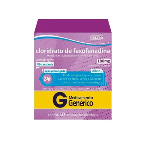Cloridrato de Fexofenadina 180mg 10 Comprimido - Teuto - Genérico
