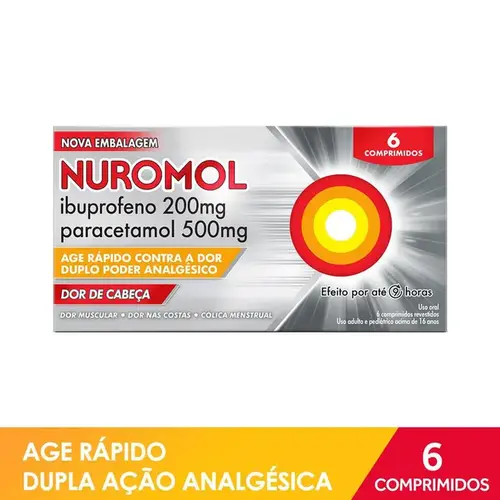 Nuromol 200mg + 500mg - 6 Comprimidos