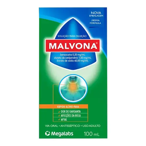 Malvona Solução Antisséptica Bucal para Aftas e Afecções Da Boca 100ml
