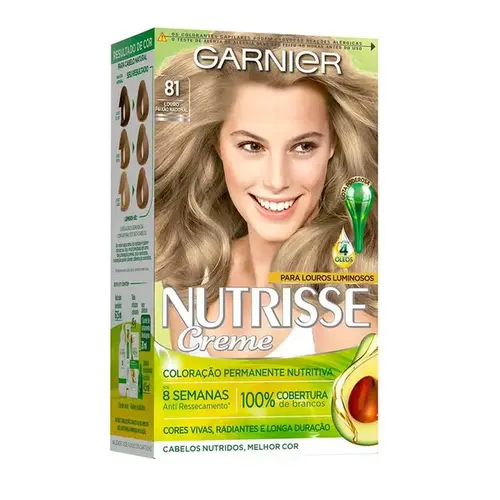 Tintura de Cabelo Ganier Nutrisse 81 Louro Paixão Nacional Louro Cinza Claro 1 Unidade